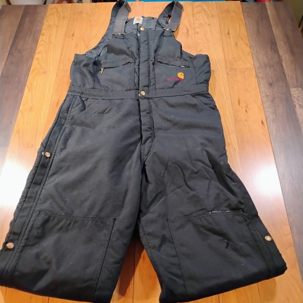 Carhartt Canvas Double Knee Men's L/XL Black Bib Overalls